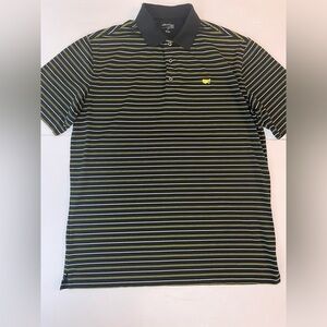 Masters Tech Dark Green Yellow Black Stripe Masters Polo Size L